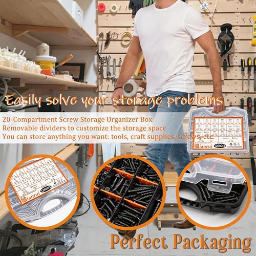 Dianrui 1050PCS Black Wood Screws Assortment Kit, Assorted 304 Stainless Steel Screws M3/M4/M5/M6, Phillips Drive Sheet Metal Self Tapping Screw Set Marine Grade (Pan & Flat Screw) Length 1/4" to 2" - color: Black, size: 1050PCS M3-M6