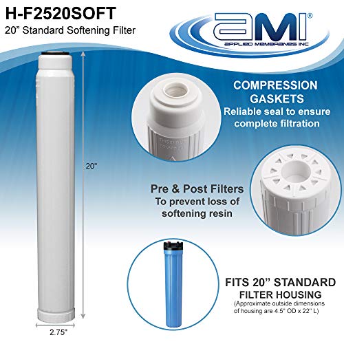 AMI Water Softening Filter Cartridge, Ion Exchange Resin, 20" Standard - style: 20 Inch Standard