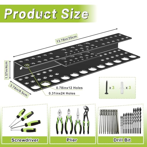 Screwdriver Holder Wall Mount, 14 inch Utility Bit Organizer, 1 Pcs - style: 54 holes 1pc