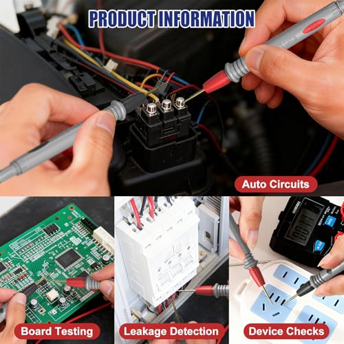 Multimeter Test Leads 100V 20A, Ultra-Sharp Gold-Plated Test Probes