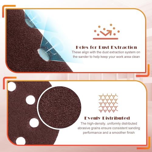 1500 Grit Sanding Discs Sandpaper, Jamiikury 5 Inch Orbital Sander Sandpaper Hook and Loop Sanding Pads Round Sand Paper - Pack of 50
