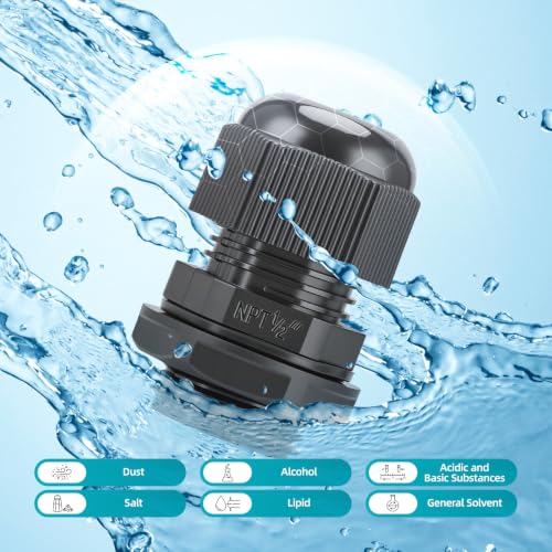 12 Pcs 1/2" NPT Cable Glands Waterproof Strain Relief Connector - color: 12 Pcs 1/2" NPT