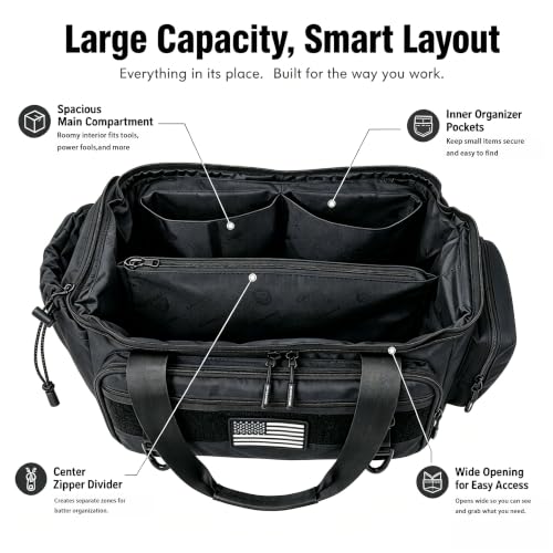 16" Tactical Tool Bag, 800D Oxford, MOLLE, Black - color: Black