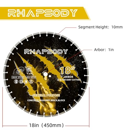 RHAPSODY 18 Inch Diamond Saw Blade Segmented General Purpose Blade - color: Segmented Blade, size: 18Inch