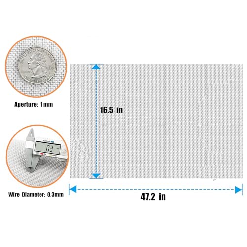 20 mesh Screen, 304 Stainless Steel mesh Screen, fine mesh Steel Woven mesh, Easy to Cut, Used for Sturdy Metal mesh in Filter Screens, Filter Fabrics, and DIY Projects (1, 20Mesh 42x120CM) - size: 20Mesh 42x120CM