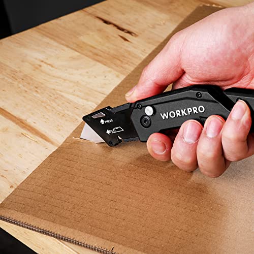 WORKPRO Folding Utility Knife with 10 Blades, Black - color: Black