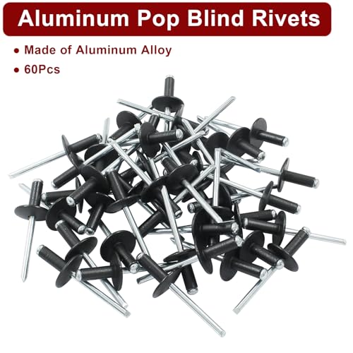 Aluminum Blind Rivets, 3/16" x 5/8", Black, 60 Pcs - color: Black, size: 3/16" x 5/8"