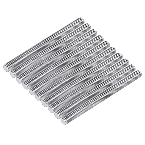 Pack of 10 M8 x 70mm Length 304 Stainless Steel Fully Threaded Rod Bar Studs Silver Tone