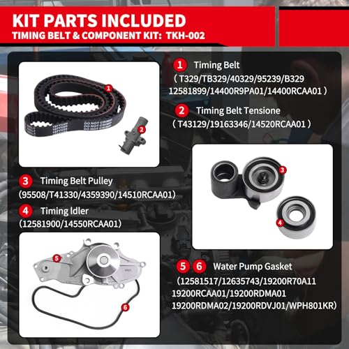 Timing Belt Kit with Water Pump Replacement for: TKH-002 - size: 2008-2018 MDX