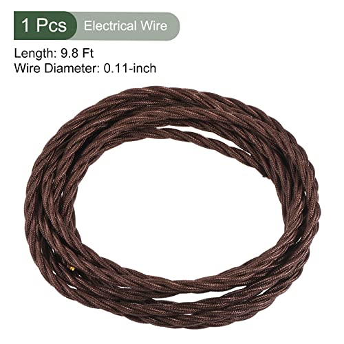 YOKIVE Twisted Cloth Covered Wire, 3 Core Wire with Vintage Style Electrical Wire Replacement, Great for Home, Bar, Party, Restaurant (Brown, 9.8-Feet) - color: Brown, size: 9.8-Feet
