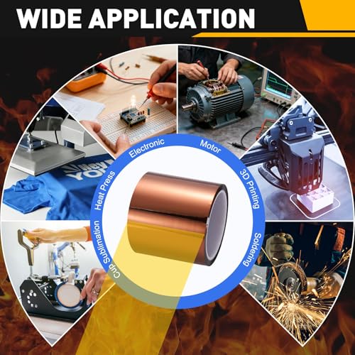 uxcell Heat Tape, 100mm x 33m (108ft) Polyimide Heat Transfer Sublimation Tape No Residue High-Temperature Resistant Tapes for Heat Press Soldering Circuit Board, Brown - size: 100mm x 33m (108ft)