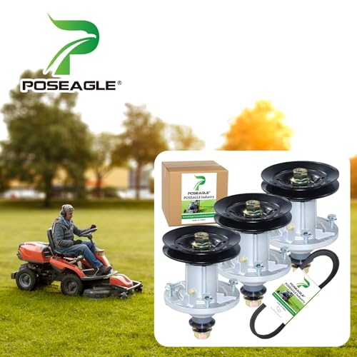 3 Pack GY21098 AUC15811 Spindle for John Deere LA130 155C 48" Deck - color: A14 3xSpindle+3xM155979+1/2x141 Belt