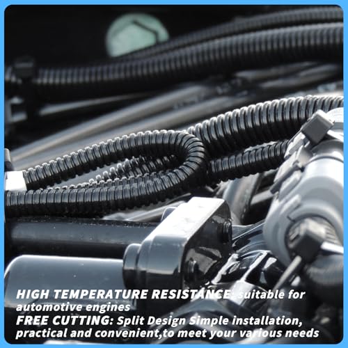 Oleitodh 1" 3/4" 1/2" 3/8" 1/4" OD Split Loom Tubing, 20ft Each, 5 Sizes - color: Black, size: 1/4,3/8,1/2,3/4,1in x 20ft