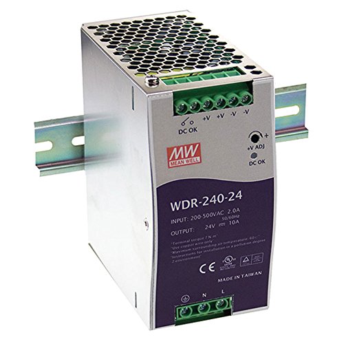 MEAN WELL WDR-240-24 Power Supply Din Rail Switching 240W 24 VDC, 10 Amp