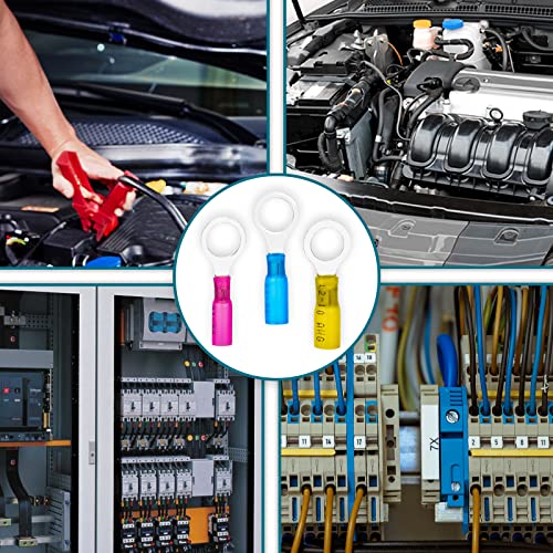 60 PCS Heat Shrink Ring Connectors,12-10 awg 5/16" Ring Terminals - size: 12-10AWG-5/16"(M8) 60PCS