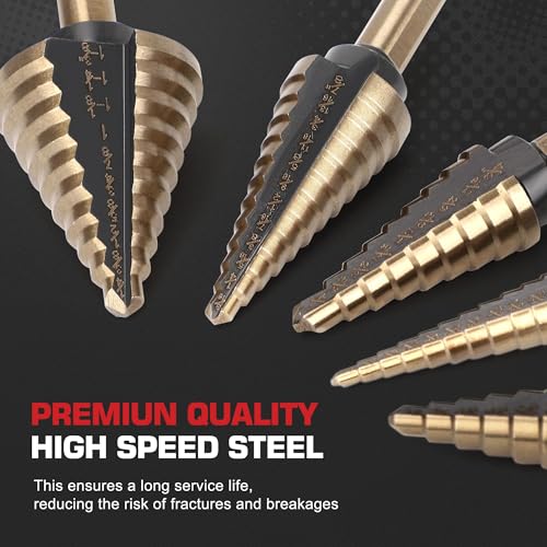 5Pcs Step Drill Bit & 5Pcs Countersink Drill Bit Set - size: Step & Countersink Set