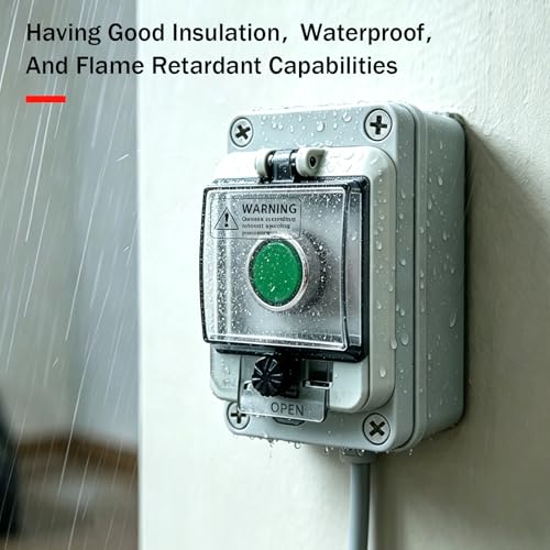 Green Momentary Push Button Switch Box, IP67 Waterproof Outdoor Industrial Start/Stop Control Station with Protective Cover, 22mm 1NO 1NC Anti-Misoperation Button Enclosure - color: Green button switch box