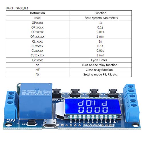 Oumefar Timer Delay Relay XY-LJ02 Cycle Trigger Delay Timer Switch Circuit Electronic Relay Module with LCD Display, 12V Timer Relay Delay Controller Module Support Micro USB 5V Input