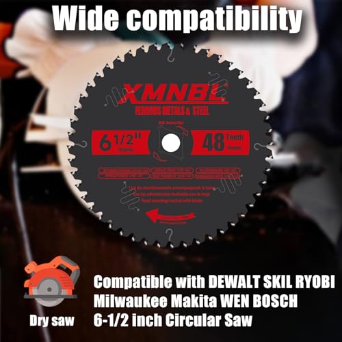 6-1/2 Inch Metal Cutting Blade,Replace for Diablo D0648CFX 6-1/2" Metal Cutting Circular Saw Blade,Compatible with 6 1/2 Inch Circular Saw,Cermet Carbide Up to 5X Longer Life 5/8 Arbor - size: 6 1/2 Inch 48T Metal Saw Blade