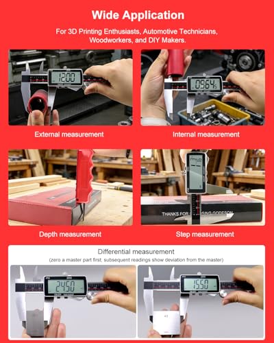 8" Digital Caliper, 0.001" Precision Rechargeable Vernier Caliper - USB-C, IP54 Protection,Full Stainless Steel, Inch/MM/Fraction, Large LCD Measuring Tool for Machining, DIY & 3D Printing - size: 8"-USB‑C
