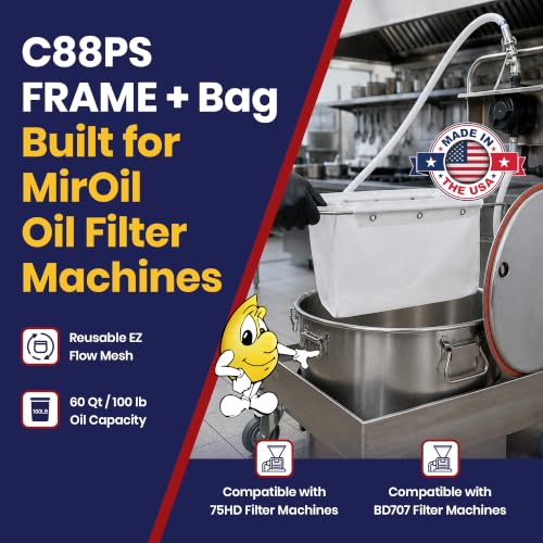 MirOil C88PS Bag and Frame Combo, EZ Flow Fryer Filter Bag Part 02855 - size: Filter Bag - Frame
