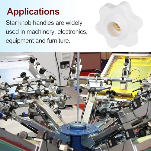 HARFINGTON 10pcs Star Knobs M4 Female Thread 25mm Head Plastic Through Hole Brass Screw-in Clamping Handles Threaded Hand Knobs, White - color: White, size: M4 x 25mm