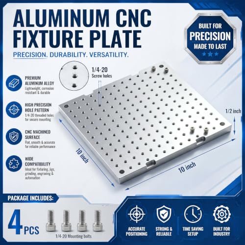 10" X 10" X 1/2" 6061 Aluminum CNC Fixture Plate