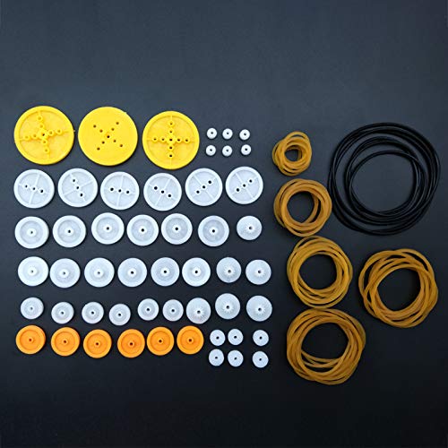 EUDAX 2mm Hole Plastic Belt Pulley Gears Combination Modulus Package Rubber Belts Band Plastic Model Accessories for DIY Robots Cars RC Toy Car Airplane