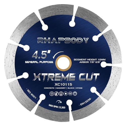 RHAPSODY 4 1/2 Inch Diamond Saw Blade, Segmented General Purpose Blade - color: Segmented Blade, size: 4.5Inch