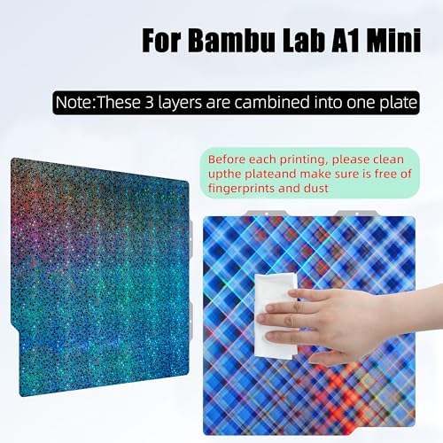 Build Plate for Bambu Lab A1 Mini 3D Printer: PEI Build Plate Carbon PET Diamond PEO PEY Plate 3D Printing Accessories Textured Smooth Sheet Bed 184x184mm (PEY-Skynet+ PEY-Star) - color: PEY-Skynet+ PEY-Star