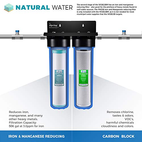 iSpring F4WGB22BM 4.5" x 20" 2-Stage Whole House Water Filter, 4 Filters - size: 2, style: 2-Stage