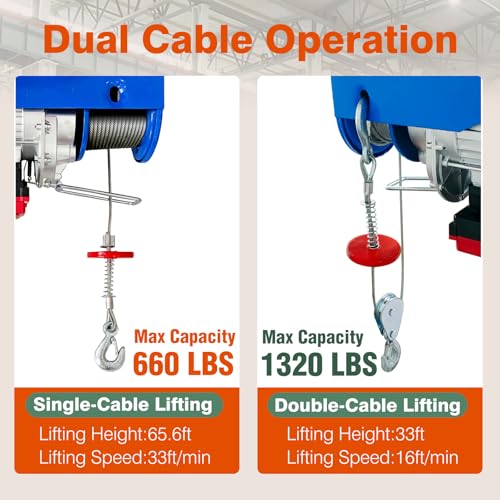 Electric Hoist 110V, 1320 LBS Capacity - color: Azure