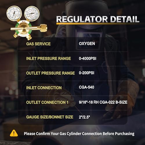 CDL LX65 Medium Duty Oxygen Regulator CGA540,Forged Brass - size: Medium Duty, style: Oxygen