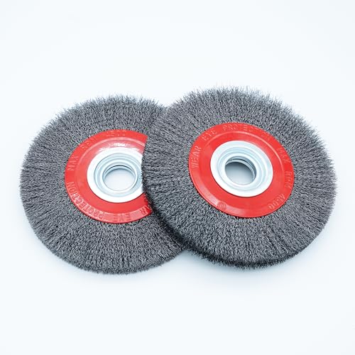 6inch 8inch 2pcs Bench Wire Wheel Brush Set - Coarse Crimped Steel Wire 0.012in, 5 Spacer Arbors (1/2in-1in), 4500 RPM Precision-Balanced for Bench Grinder - Rust & Corrosion (8inch 2pcs) - style: 8inch 2pcs
