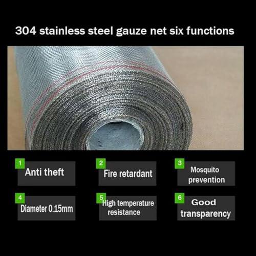 KISKIS 304 Stainless Steel Woven Wire Mesh, Wire Mesh Window Screen Mesh, Prevent Mouse Mice Snakes Hornets Rodents Entering,Easy to Cut and Install (80x300CM31X118INCH) - size: 80x30CM31X118INCH