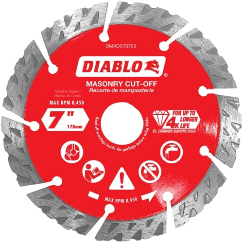 Diablo Diamond Segmented Masonry Cut-Off Blade - 7" Diameter, 2.6mm Kerf - size: 7"
