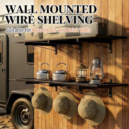 Garage Wall Shelving, 46" x 12" Floating Shelf, Heavy Duty, 190 LBS Load Capacity, Black Storage Rack for Shop, Shed, Closet, Basement - size: B-1 PACK