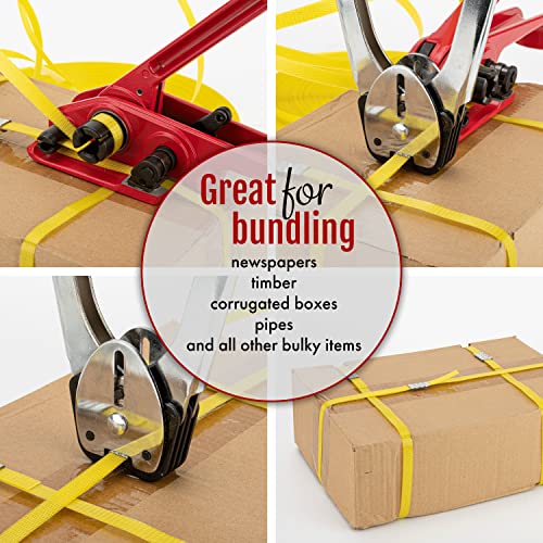 Poly Strapping Tensioner & Cutter Manual Banding Sealer Tools Windlass for 1/2" -3/4" Width Polyester Polyproplyn Strap - color: red tensioner + manual sealer tools