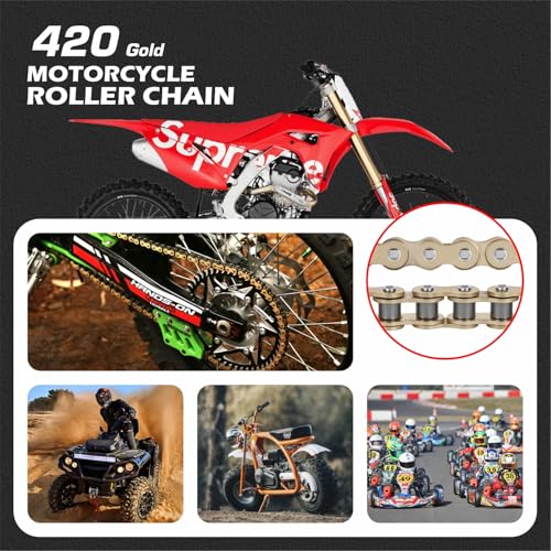DYC 420 Gold Chain 132 Links with 5 Master Links and Chain Breaker Tool - color: Gold