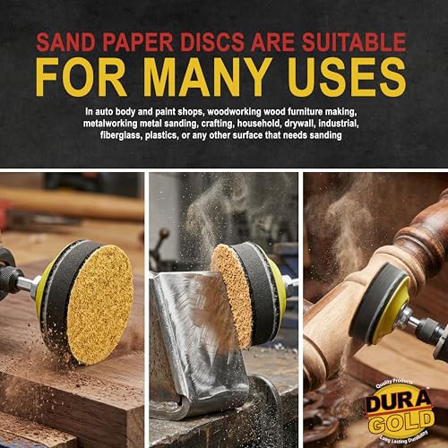 Dura-Gold - Premium - 400 Grit 3" Gold Hook & Loop Sanding Discs for DA - size: 400-Grit