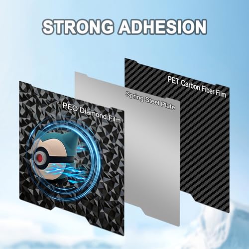 355x346mm PET PEO Double Side Build Plate for Bambu Lab H2S/H2D, Smooth Diamond PEO+Carbon Fiber PET Spring Steel Sheet Plate for Bambulab H2D 3D Printer - size: 355x346mm