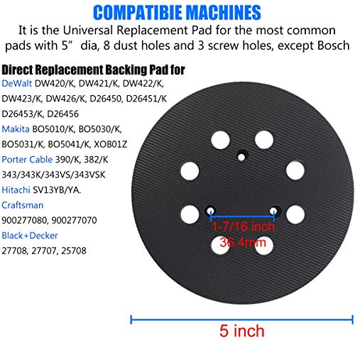 5 Inch Sander Replacement Pad for DeWalt & Makita - Fit DeWalt D26451, D26453, DW421, DW423, DW4388, Makita BO5041/K, BO5010/K, BO5030/K, BO5031/K, XOB01Z Random Orbital Sanders - style: 1 Pack