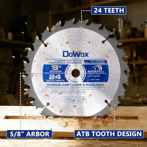 Dado Saw Blade Set, 8 Inch Stacking Dado Blade for Table Saws, 24 Tooth with 5/8 Inch Bore for Fine Finish Dados, Grooves and Rabbets, 23 Pieces - size: Dado Blade 8" 24T