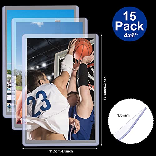 Outus 4x6 Acrylic Photo Holder Clear Rigid Sleeve Baseball Cards, 15 Pieces