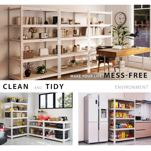 White Storage Shelving Unit,40" W 5 Tier Storage Shelve,Adjustable Heavy-Duty Shelving for Pantry, Kitchen, Garage, Closet,Office (72" 40" 19") - size: White 72"*40"*19" 5T