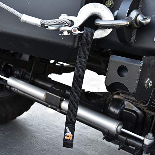 Agency 6™ Winch Hook Pull Strap - Black - 1 INCH Wide - Heavy Duty - Made in The U.S.A