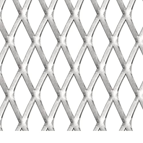 Stainless Steel Expanded Metal Mesh Panel 19.7" x 19.7", Heavy-Duty Metal Grid Screen for Garden Fence, Animal Enclosure, Security Panels, and Repairs, 1.2" x 0.7" Opening - color: Silver-A, size: 19.7" x 19.7"