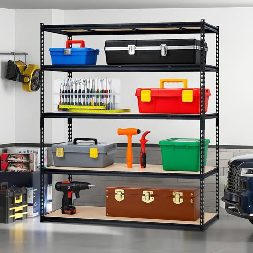 GarveeTech Heavy Duty Garage Shelving Unit, 36 in L x 18 in D x 72 in H Adjustable Storage Shelves, 2000 LBS Load Capacity, Durable Metal Shelves for Garage Organization, Basement, Workshop - color: Black, size: 36 in L x 18 in D x 72 in H