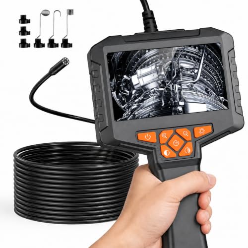 50FT Borescope Camera with Light, 4.3" Screen Inspection Camera, No WiFi - size: 4.3''Single Lens 50FT