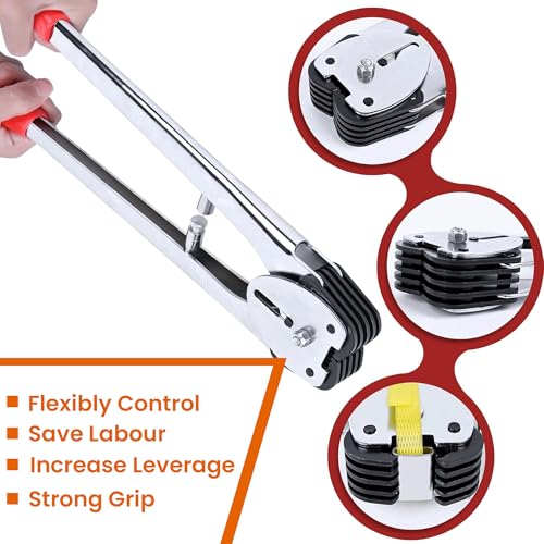 Heavy Duty Strapping Kit for Pallet Packaging – Manual Steel Banding Tool Set | Tough Industrial Packing Kit | Red Pallet Strapper for Warehouse, Freight, & Shipping